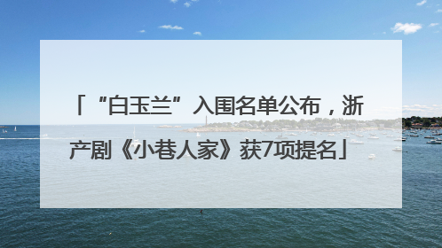 “白玉兰”入围名单公布，浙产剧《小巷人家》获7项提名