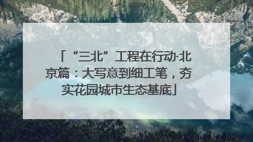 “三北”工程在行动·北京篇：大写意到细工笔，夯实花园城市生态基底