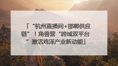 “杭州直播间+邯郸供应链”！角兽营“跨域双平台”激活鸡泽产业新动能
