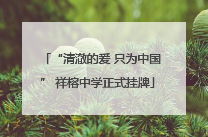 “清澈的爱 只为中国” 祥榕中学正式挂牌
