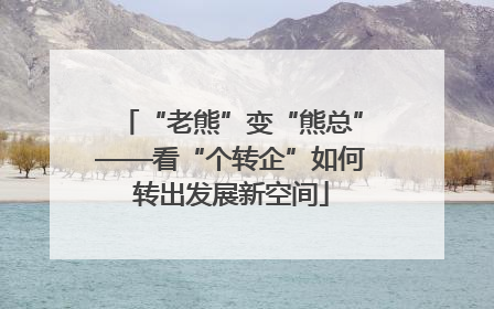 “老熊”变“熊总”——看“个转企”如何转出发展新空间