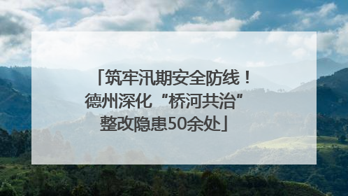 筑牢汛期安全防线！德州深化“桥河共治”整改隐患50余处