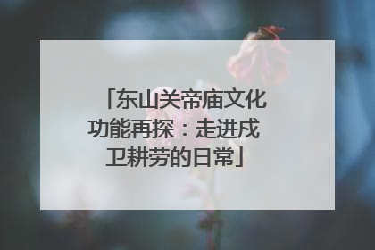 东山关帝庙文化功能再探：走进戍卫耕劳的日常