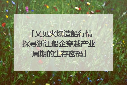 又见火爆造船行情 探寻浙江船企穿越产业周期的生存密码