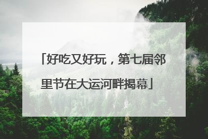 好吃又好玩，第七届邻里节在大运河畔揭幕