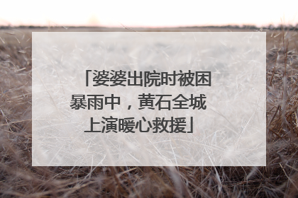 婆婆出院时被困暴雨中，黄石全城上演暖心救援