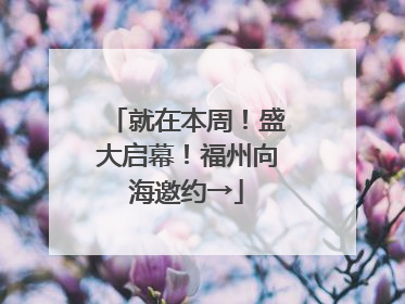 就在本周！盛大启幕！福州向海邀约→