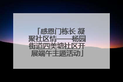 感恩门栋长 凝聚社区情——杨园街道四美塘社区开展端午主题活动