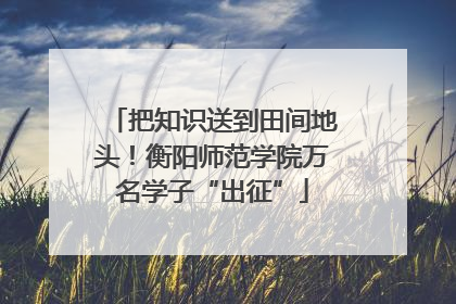 把知识送到田间地头！衡阳师范学院万名学子“出征”