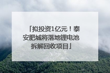 拟投资1亿元！泰安肥城将落地锂电池拆解回收项目
