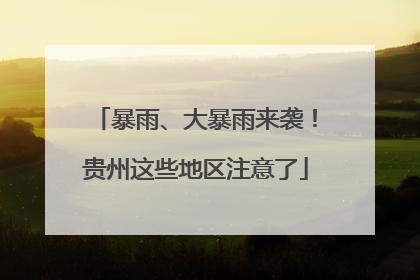 暴雨、大暴雨来袭！贵州这些地区注意了