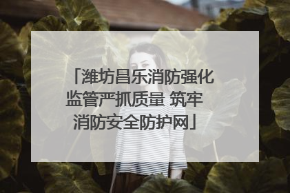 潍坊昌乐消防强化监管严抓质量 筑牢消防安全防护网
