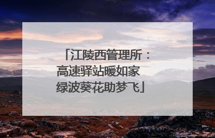 江陵西管理所：高速驿站暖如家 绿波葵花助梦飞