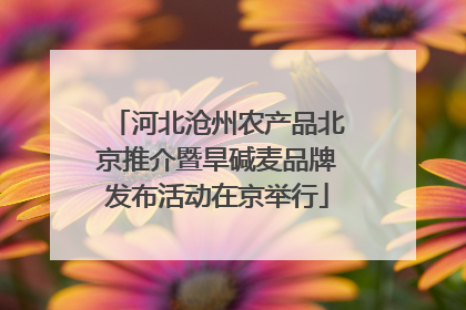 河北沧州农产品北京推介暨旱碱麦品牌发布活动在京举行