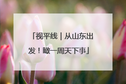 视平线｜从山东出发！瞰一周天下事