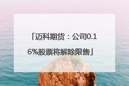 迈科期货：公司0.16%股票将解除限售