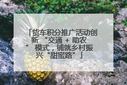 货车积分推广活动创新 “交通 + 助农” 模式，铺就乡村振兴“甜蜜路”