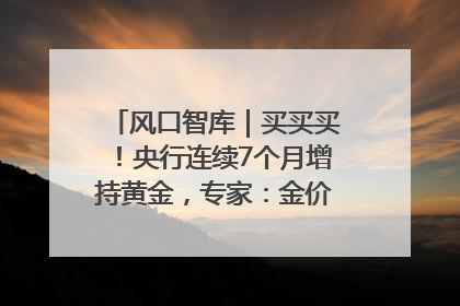 风口智库｜买买买！央行连续7个月增持黄金，专家：金价或仍易涨难跌