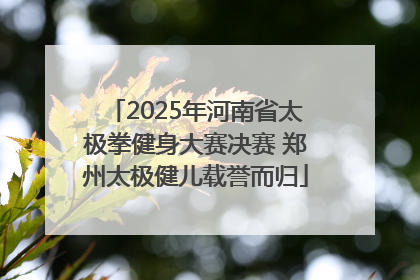 2025年河南省太极拳健身大赛决赛 郑州太极健儿载誉而归