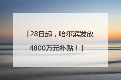 28日起，哈尔滨发放4800万元补贴！